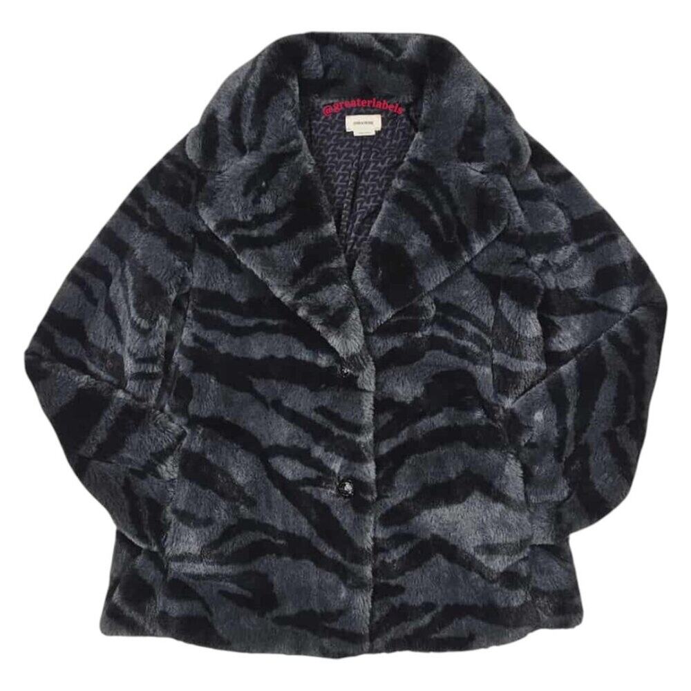 NWT Zadig & Voltaire Fera Faux Fur Tiger Print Oversized Statement Coat Size M
